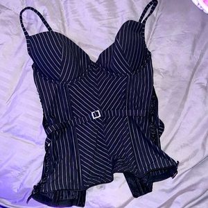 H&M pinstripe corset top with embellishments